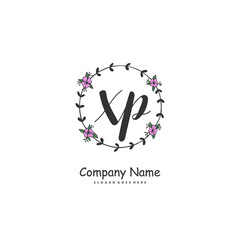 X P XP Initial handwriting and signature logo design with circle. Beautiful design handwritten logo for fashion, team, wedding, luxury logo.