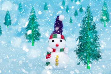 Christmas trees and snowmen