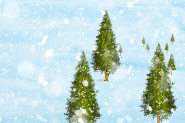 Christmas trees and snowmen