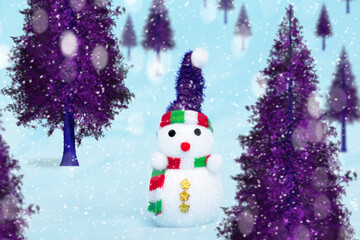 Christmas trees and snowmen