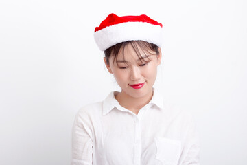 The girl in the Santa hat