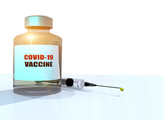 vaccine ampoule syringe covid-19 coronavirus label - 3d rendering