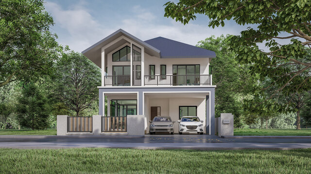 3D Rendering Illustration Of House Design
