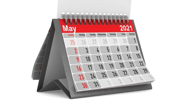 Calendar for 2021 year. Isolated 3D render