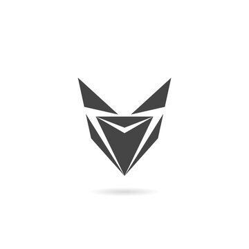 Abstract fox icon with shadow