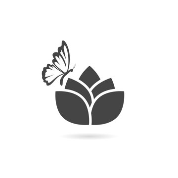 Nature spa logo Design Icon with shadow
