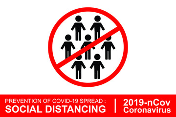 Social distancing, keep distance in public society people to protect from COVID-19 coronavirus outbreak spreading concept, Infographic design distance away in the meeting with virus pathogens