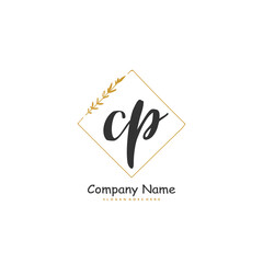 C P CP Initial handwriting and signature logo design with circle. Beautiful design handwritten logo for fashion, team, wedding, luxury logo.