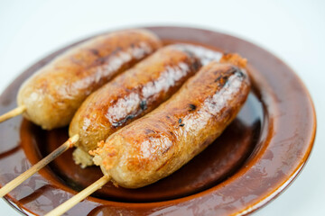 Spicy Thailand food Northeastern Sausage photo on the white background