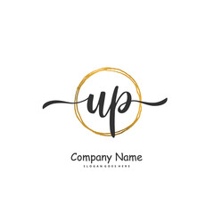 Fototapeta premium U P UP Initial handwriting and signature logo design with circle. Beautiful design handwritten logo for fashion, team, wedding, luxury logo.