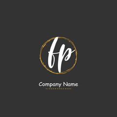 F P FP Initial handwriting and signature logo design with circle. Beautiful design handwritten logo for fashion, team, wedding, luxury logo.