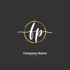 F P FP Initial handwriting and signature logo design with circle. Beautiful design handwritten logo for fashion, team, wedding, luxury logo.