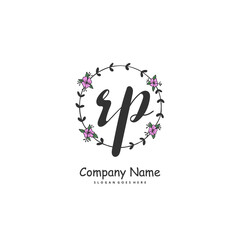 R P RP Initial handwriting and signature logo design with circle. Beautiful design handwritten logo for fashion, team, wedding, luxury logo.