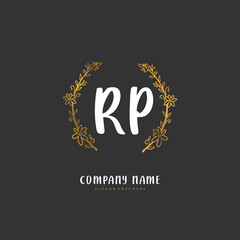 R P RP Initial handwriting and signature logo design with circle. Beautiful design handwritten logo for fashion, team, wedding, luxury logo.