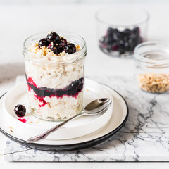 Oat Porridge in a Jar with Blackcurrant