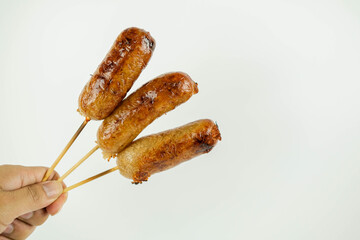 Spicy Thailand food Northeastern Sausage photo on the white background