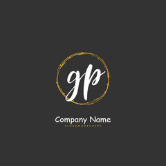 G P GP Initial handwriting and signature logo design with circle. Beautiful design handwritten logo for fashion, team, wedding, luxury logo.