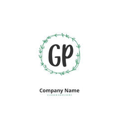 G P GP Initial handwriting and signature logo design with circle. Beautiful design handwritten logo for fashion, team, wedding, luxury logo.
