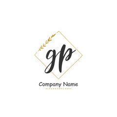 G P GP Initial handwriting and signature logo design with circle. Beautiful design handwritten logo for fashion, team, wedding, luxury logo.