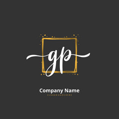 G P GP Initial handwriting and signature logo design with circle. Beautiful design handwritten logo for fashion, team, wedding, luxury logo.