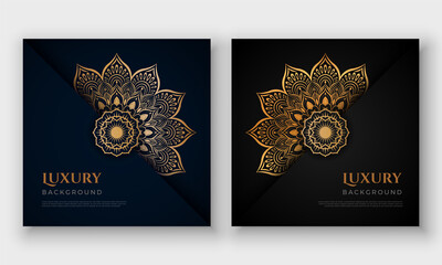 Luxury mandala background with floral ornament pattern. Hand drawn gold mandala design. Vector mandala template for decoration invitation, cards, wedding, logos, cover, brochure, flyer, banner.