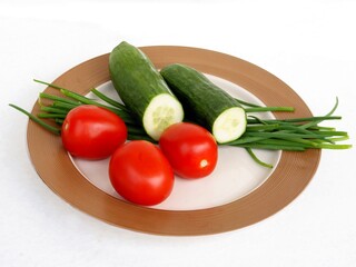 tomatoes,cucumbers and greenonions for salad