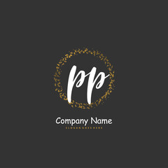 P PP Initial handwriting and signature logo design with circle. Beautiful design handwritten logo for fashion, team, wedding, luxury logo.