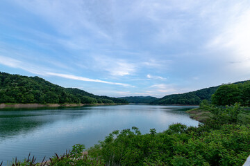 北海道　桂沢湖の夕景