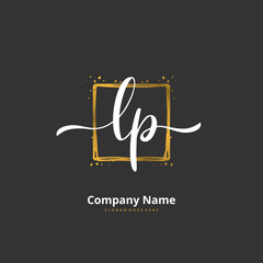L P LP Initial handwriting and signature logo design with circle. Beautiful design handwritten logo for fashion, team, wedding, luxury logo.