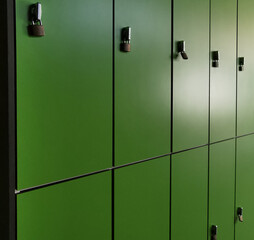 row of lockers for schoolchildren in the school corridor