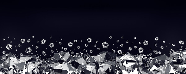 Diamonds on a black background. 3d render - obrazy, fototapety, plakaty