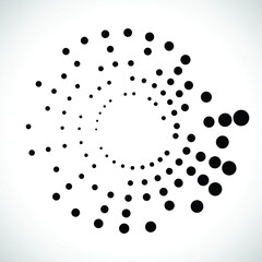 Halftone dots in circle form. round logo . vector dotted frame . design element