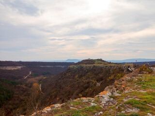 Fototapeta na wymiar Beautiful landscape with Bridge nearby medieval fortress Ovech in Provadia Bulgaria
