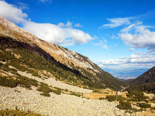 Beautiful authentic rocky landscape of the Pyrenees. Bansko, Bulgaria.
