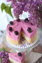 cake with berries and mint