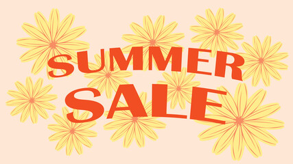 Summer sale banner, flat design, vector illustration, commercial concept.