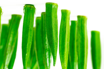 Bright green okra