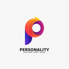 Vector Logo Illustration Personality Gradient Colorful Style.
