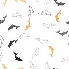 Light Pink, Yellow vector seamless pattern with sea dolphins. Modern abstract illustration with sea dolphins. Template for natural magazines.