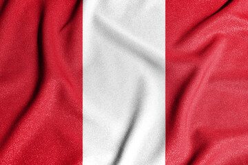 National flag of the Peru. The main symbol of an independent country. An attribute of the large size of a democratic state. Flag of Peru.