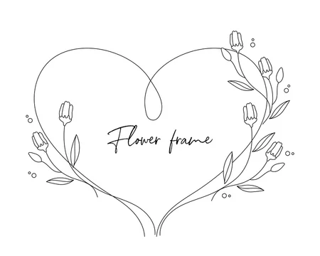 ハートと植物の線画のベクターイラストフレーム枠 Stock Vector Adobe Stock