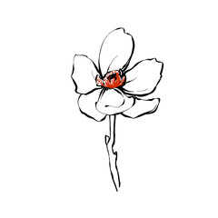 White flower poinsettia. Holiday Christmas background. Winter retro textile design. Vector floral watercolor painting. Modern decorative invitation on white backdrop.