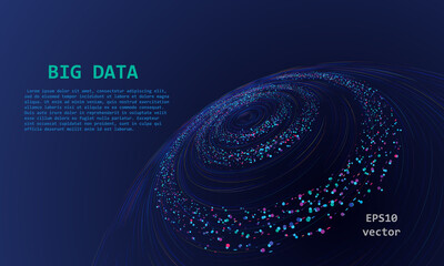 The network technology or big data background. Cosmic particle vortex as abstract technology illustration.