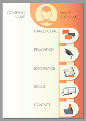 Summary template. Vector resume. Design creative, professional background. Displaying your profile