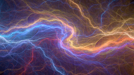 Fire and ice plasma, abstract lightning background