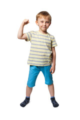 Boy shows his biceps