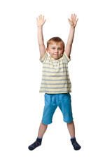Boy with hands up
