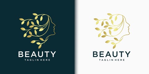 beauty women logo design inspiration for skin care, salons and spas, with leaf combination