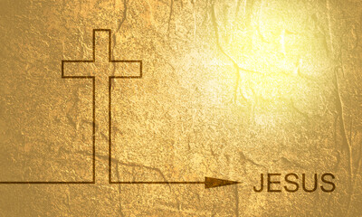 Christianity concept illustration. Cross and Jesus word