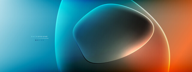 Vector abstract background - liquid bubble shapes on fluid gradient with shadows and light effects. Shiny design template for text